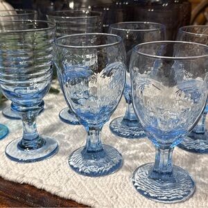 Vintage-Style Blue Goblets – Set of 8 (Mixed Designs)